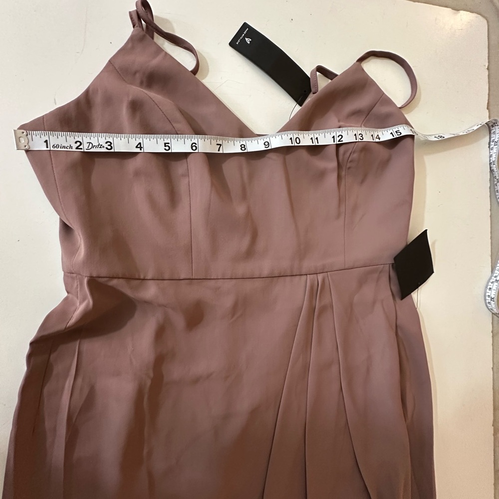 Lulus Mauve Purple Reinette Faux Wrap Silhouette Asymmetrical Midi Dress NWT M - Picture 14 of 16
